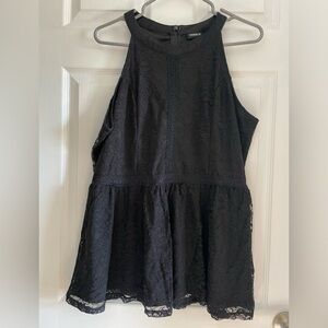 Halter lace zip up top